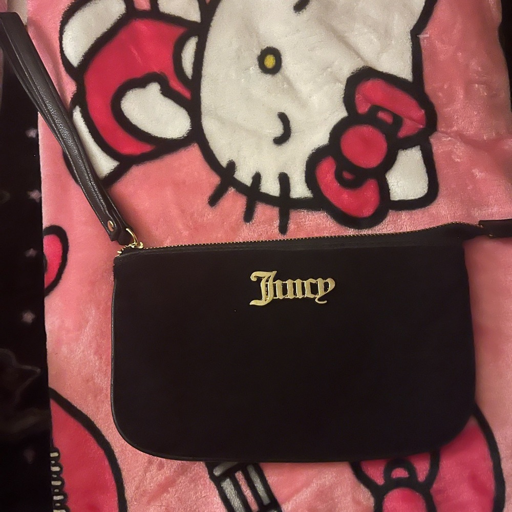 Juicy Couture Black Wristlet with Gold Logo
